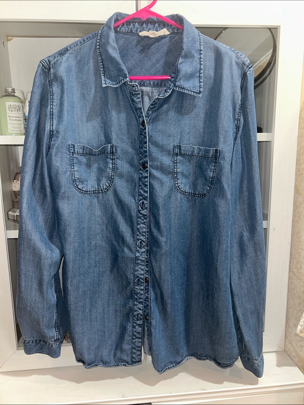 Love Stitch Light Blue Denim Button-Down Shirt